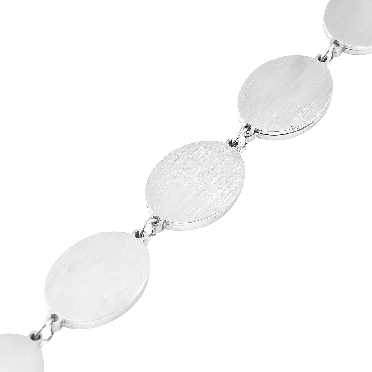 Simulated Multi Color Magic Color Topaz Disco Ball Theme Oval Charm Station Bracelet in Stainless Steel (7.50-9.50In) image number 4