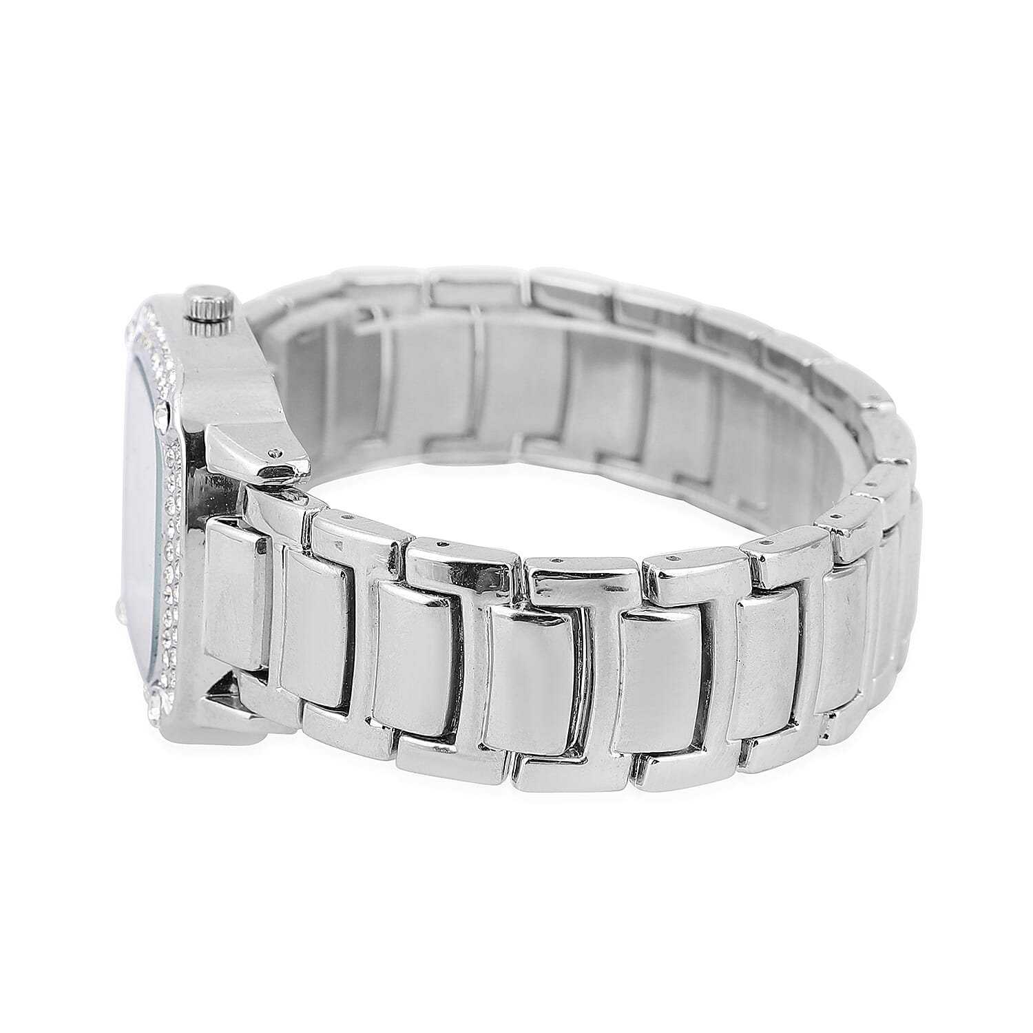 Strada Japanese Movement White Austrian Crystal Watch in Silvertone
