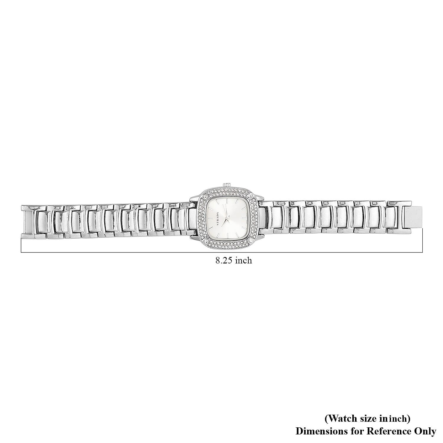 Strada Japanese Movement White Austrian Crystal Watch in Silvertone