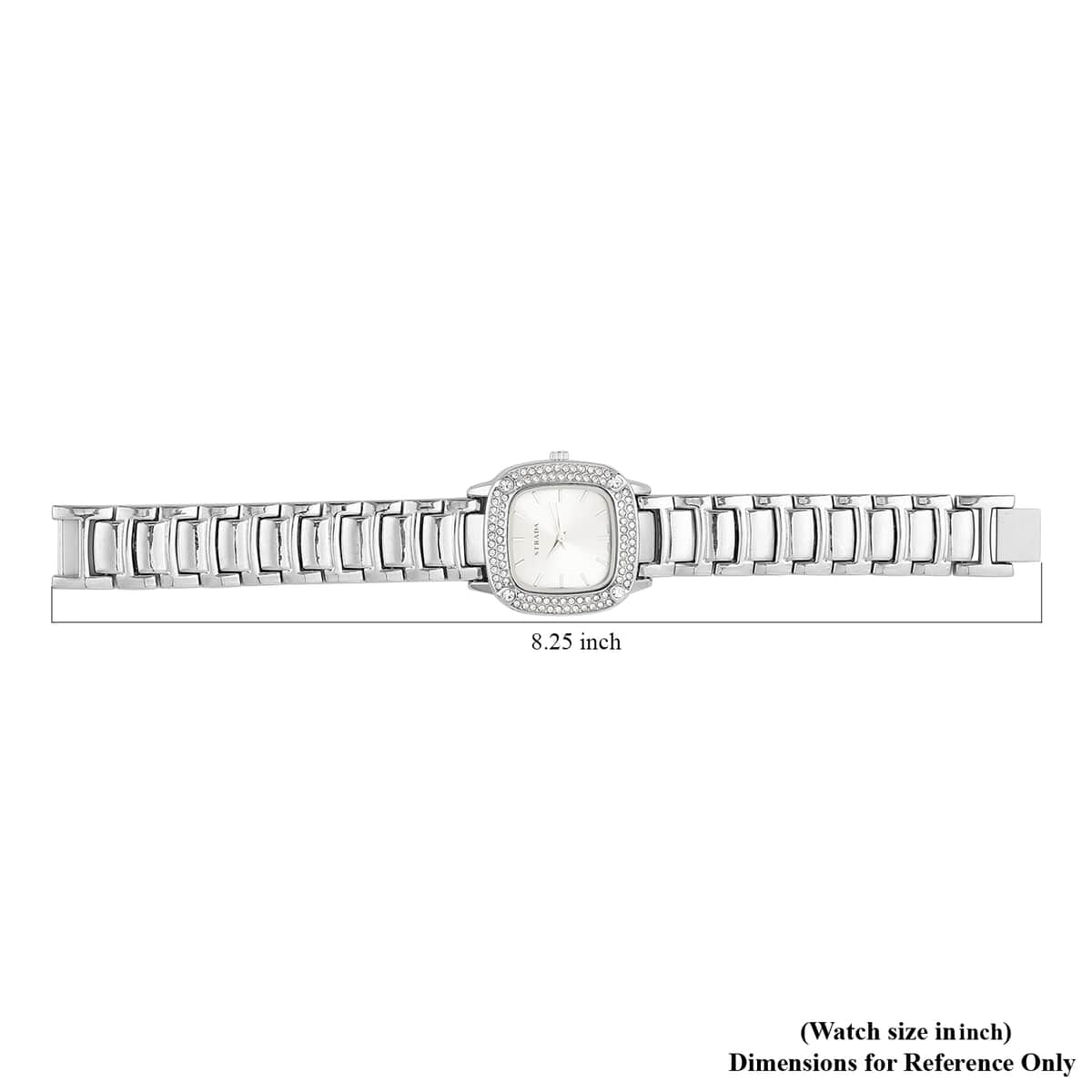 STRADA Japanese Movement White Austrian Crystal Watch in Silvertone image number 6