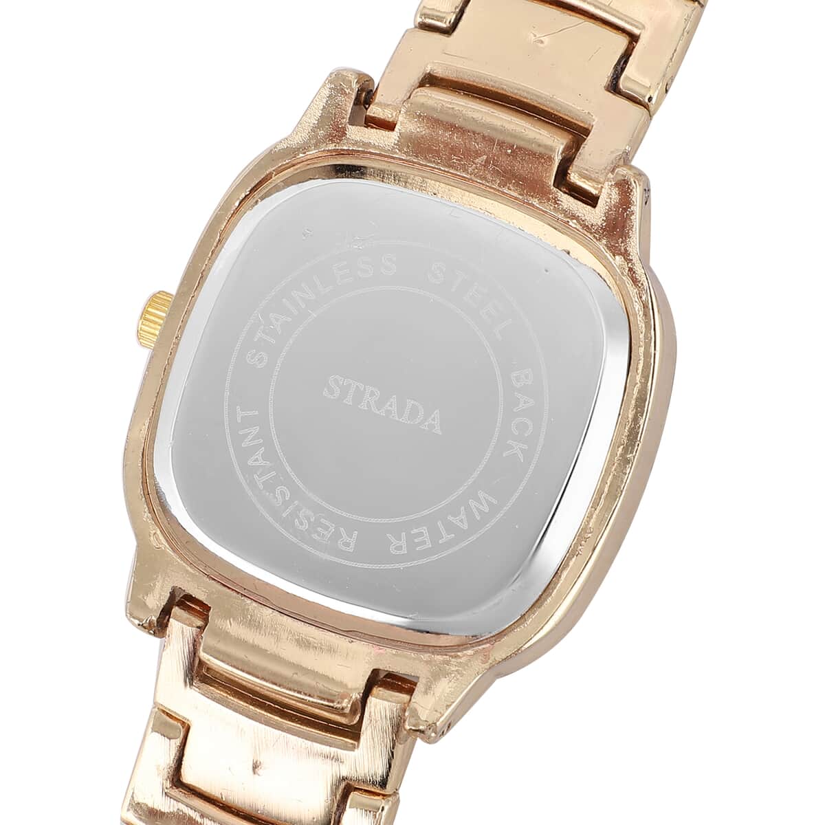 Strada Japanese Movement White Austrian Crystal Watch in Goldtone image number 5