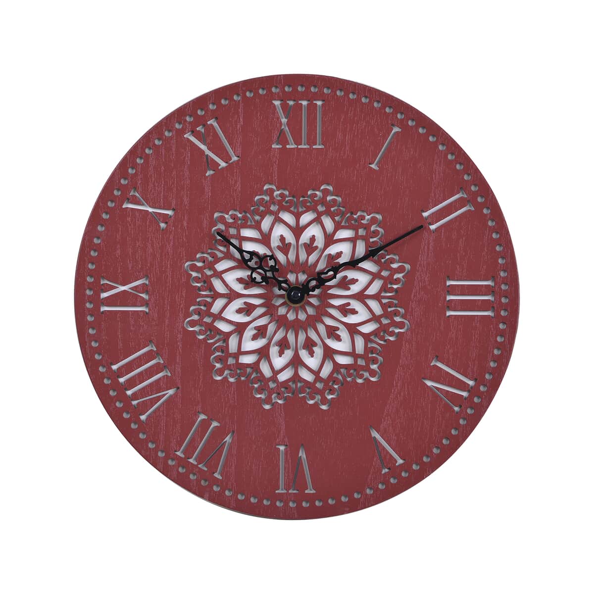 Red Quartz Sweep Movement Flower Pattern Wall Clock (AAx1 Not Included) | Wall Decor | Wall Art | Modern Wall Clock | Quartz Clock | Wall Clock for Living Room image number 0
