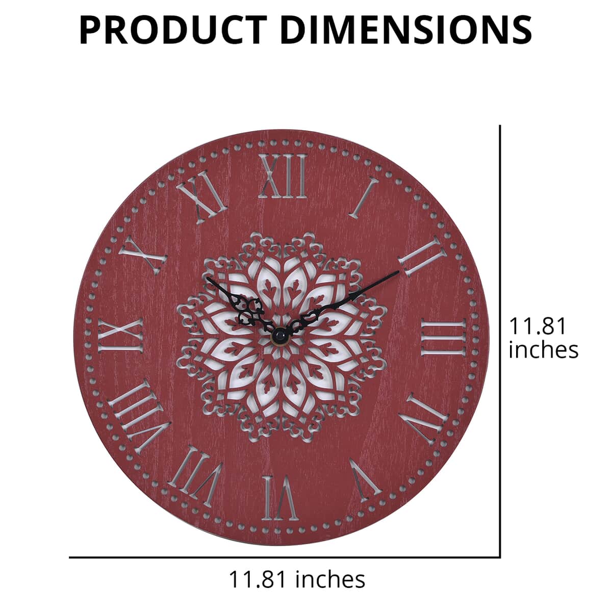 Red Quartz Sweep Movement Flower Pattern Wall Clock (AAx1 Not Included) | Wall Decor | Wall Art | Modern Wall Clock | Quartz Clock | Wall Clock for Living Room image number 4