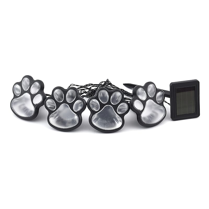 Homesmart Set of 4 Waterproof Paw Print Solar Lights -White Light