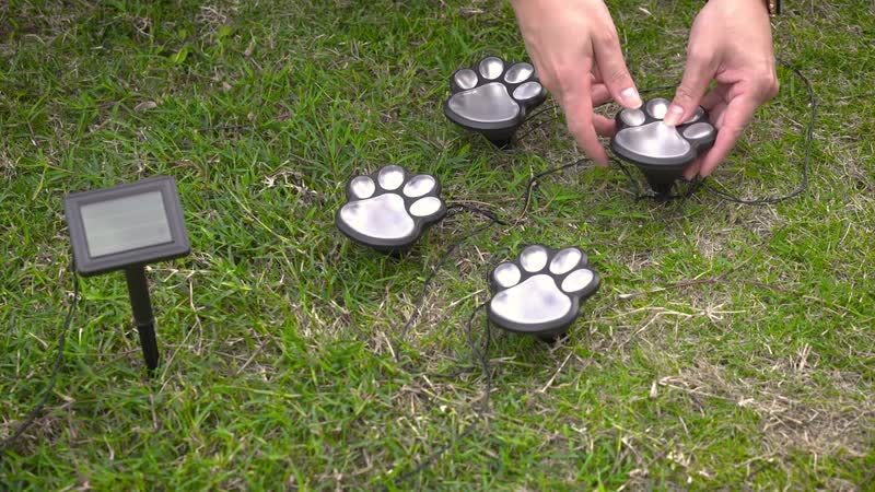 HOMESMART Set of 4 Waterproof Paw Print Solar Lights (3.42"x3.54"x3.54") (White Light)