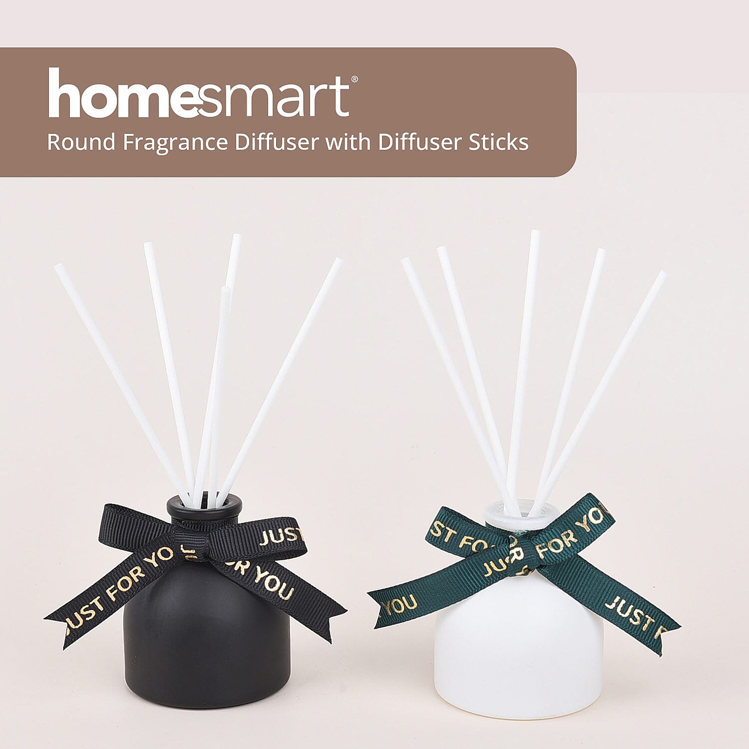Homesmart Set of 2 50ml Round Fragrance Diffuser (Black- English Pear & Freesia, White-Gardenia) , Diffuser Sticks , Reed Diffuser , Scent Diffuser , Perfume Diffuser