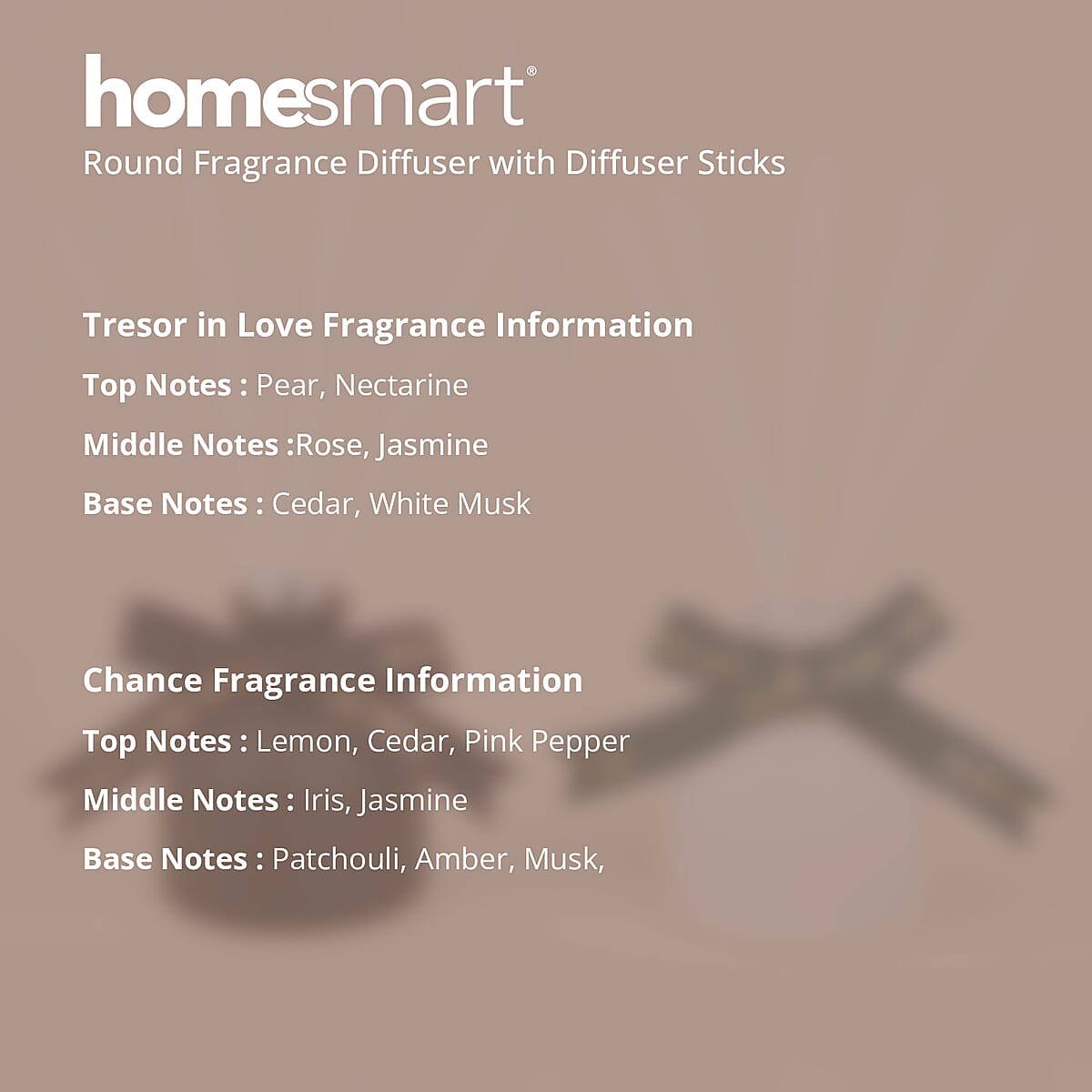 Homesmart Set of 2 50ml Round Fragrance Diffuser (Red-Tresor In Love, Pink- Chance) , Diffuser Sticks , Reed Diffuser , Scent Diffuser , Perfume Diffuser image number 2