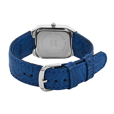 Eon 1962 Swiss Movement Sterling Silver MOP Dial Watch with Blue Leather Band