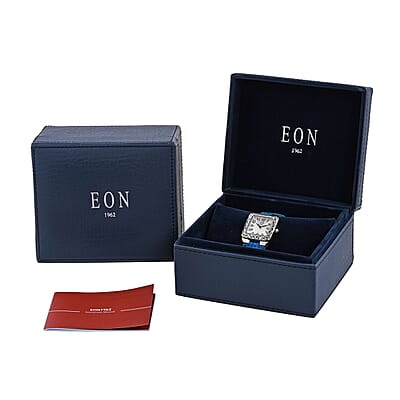 Eon 1962 Swiss Movement Sterling Silver MOP Dial Watch with Blue Leather Band
