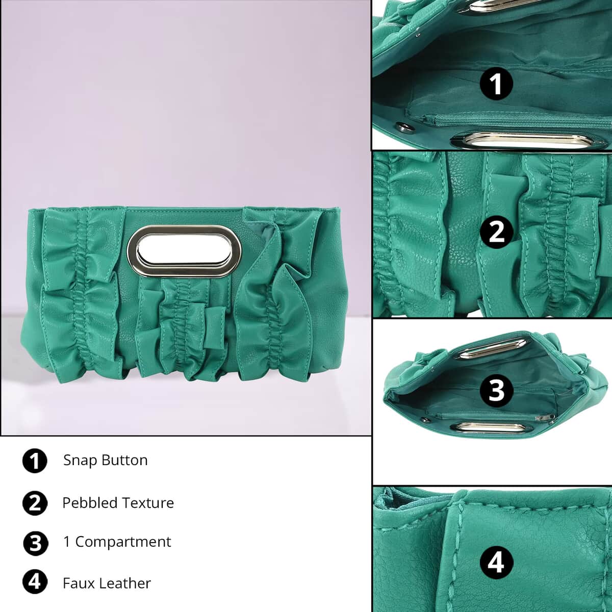 Green Faux Leather Clutch (12"x7") image number 1