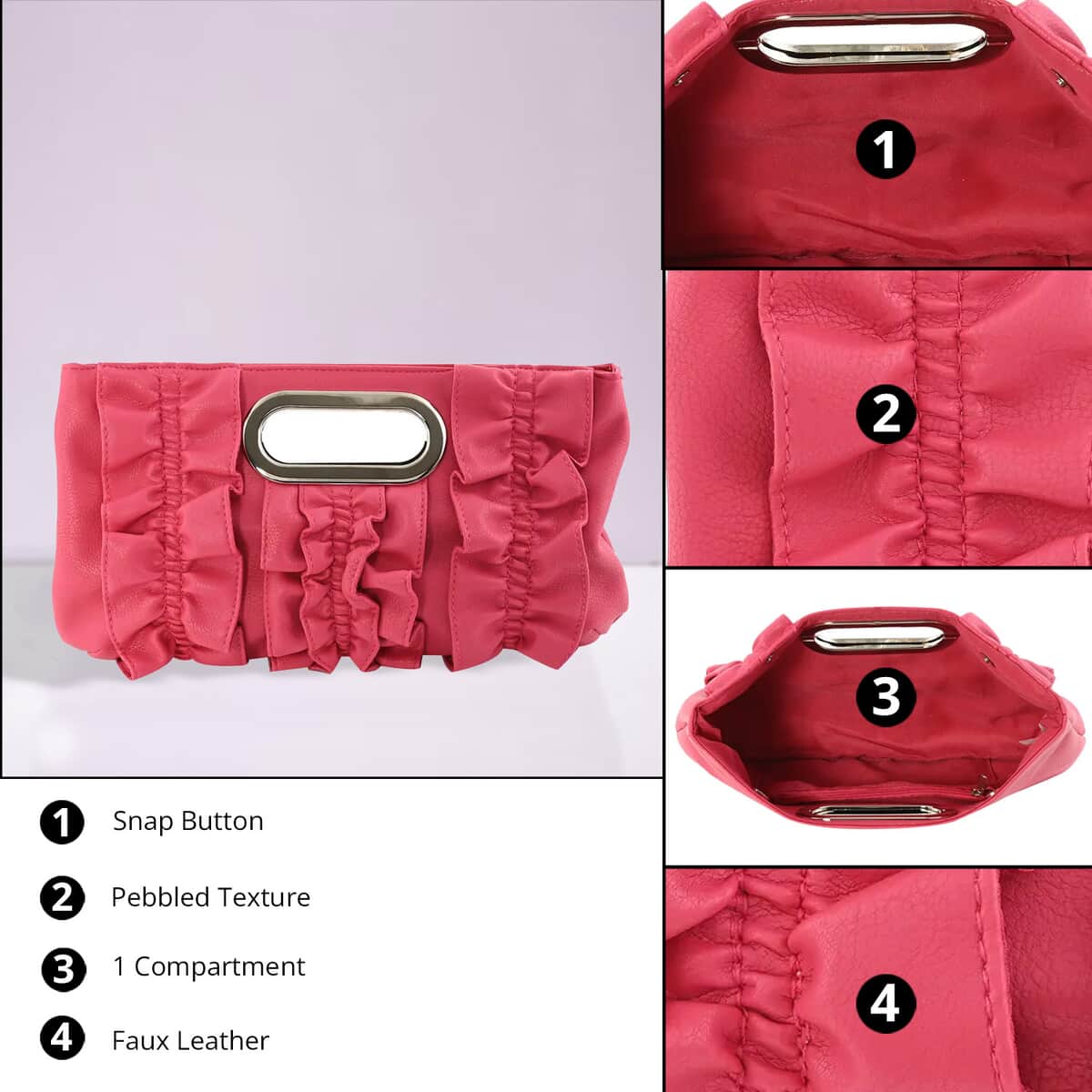 Pink Faux Leather Clutch for Women , Women's Designer Clutch Bags , Ladies Clutch image number 1