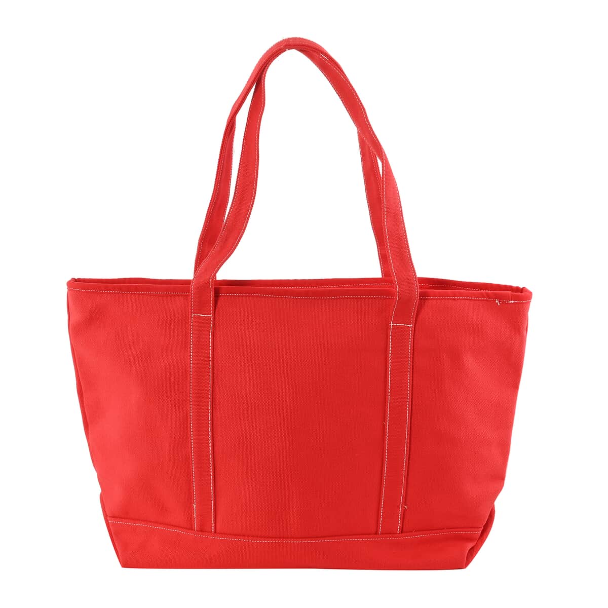 Red Canvas Top Zip Tote with Front Pocket and 12 Inches Shoulder Drop image number 0