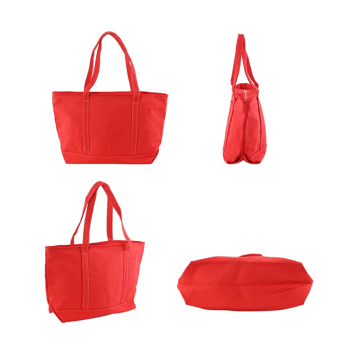 Red Canvas Top Zip Tote with Front Pocket and 12 Inches Shoulder Drop image number 1
