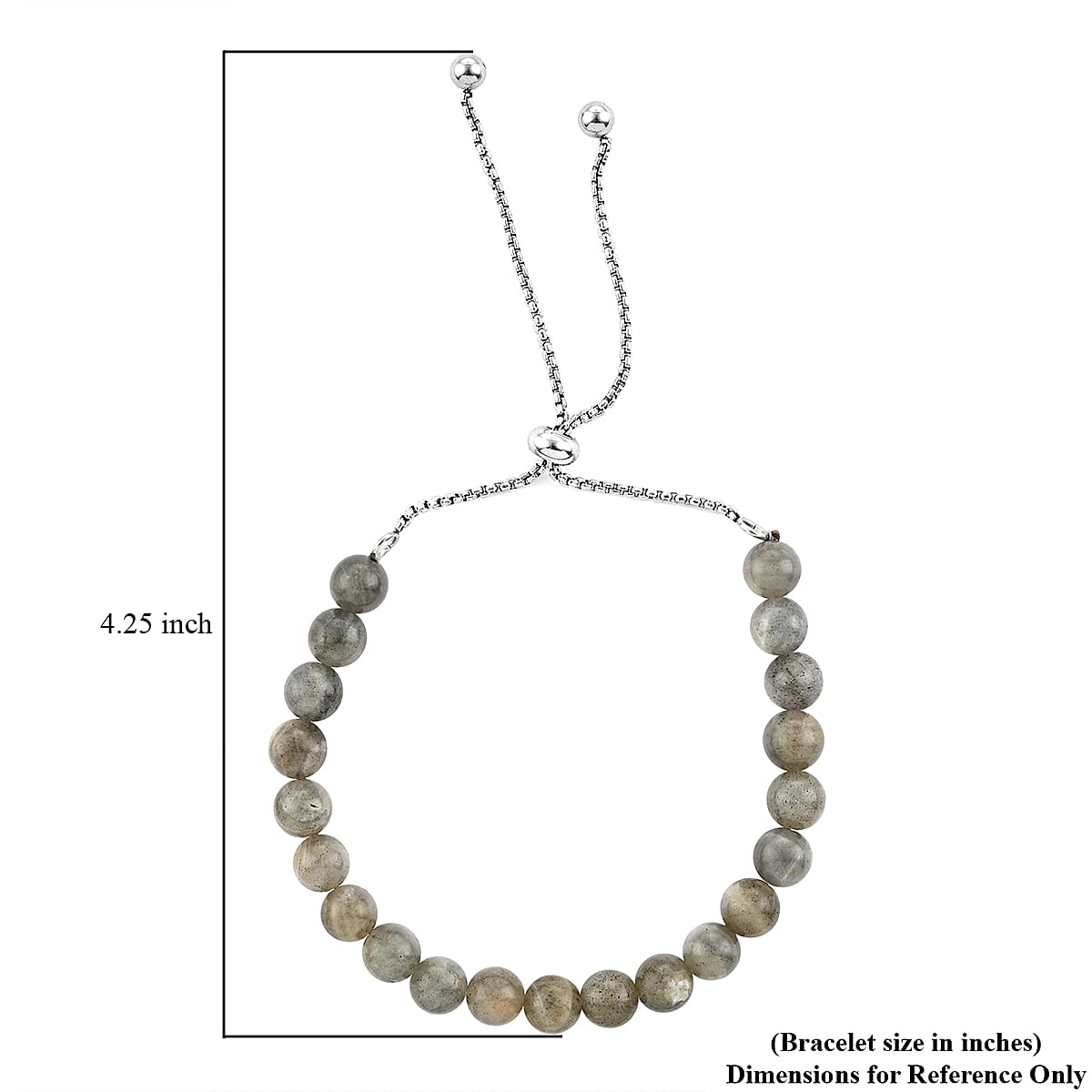 Green Labradorite Beaded Bolo Bracelet in Stainless Steel 6.30 ctw image number 3