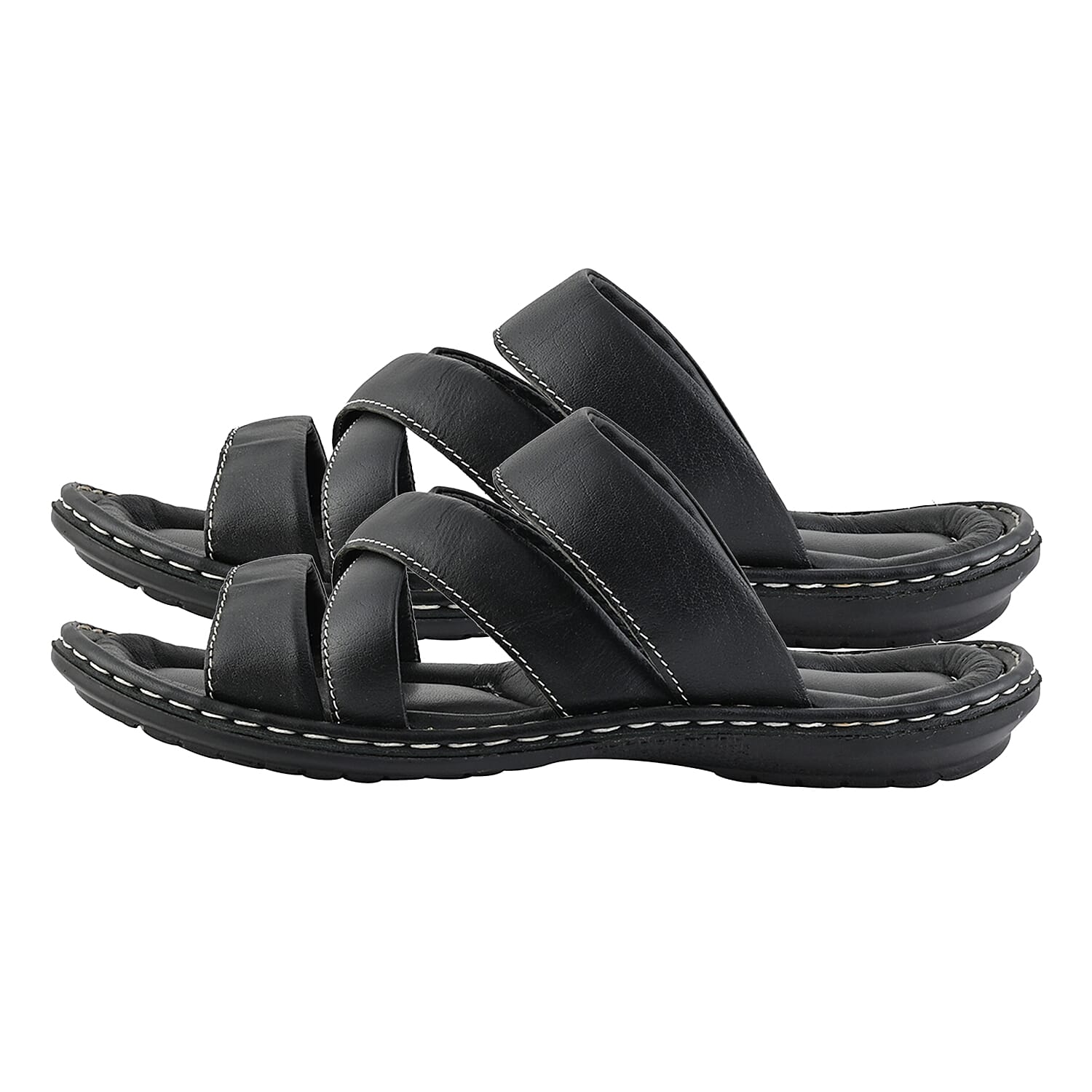 Martin 100% Genuine Leather Men's Black Multi Strap Sandal (Size 7)