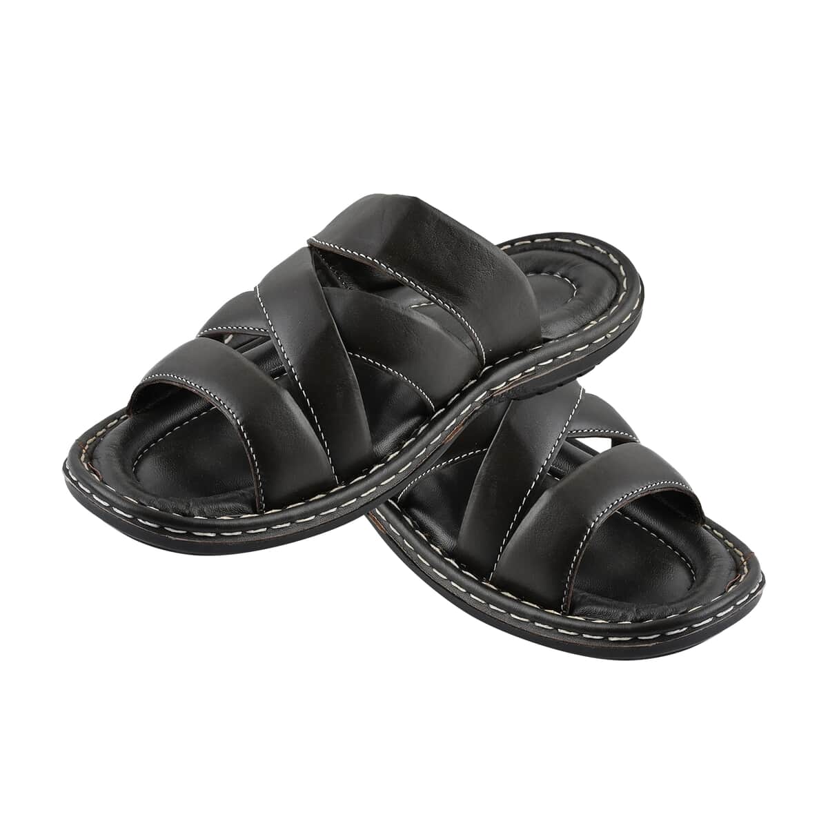 Martin 100% Genuine Leather Men's Black Multi Strap Sandal (Size 7) image number 0