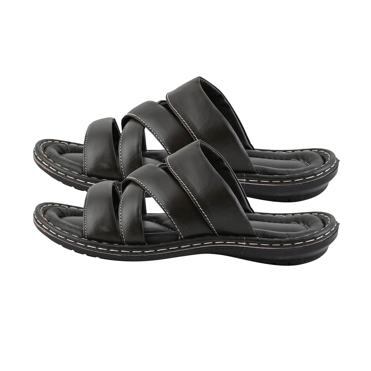 Martin 100% Genuine Leather Men's Black Multi Strap Sandal (Size 7) image number 1