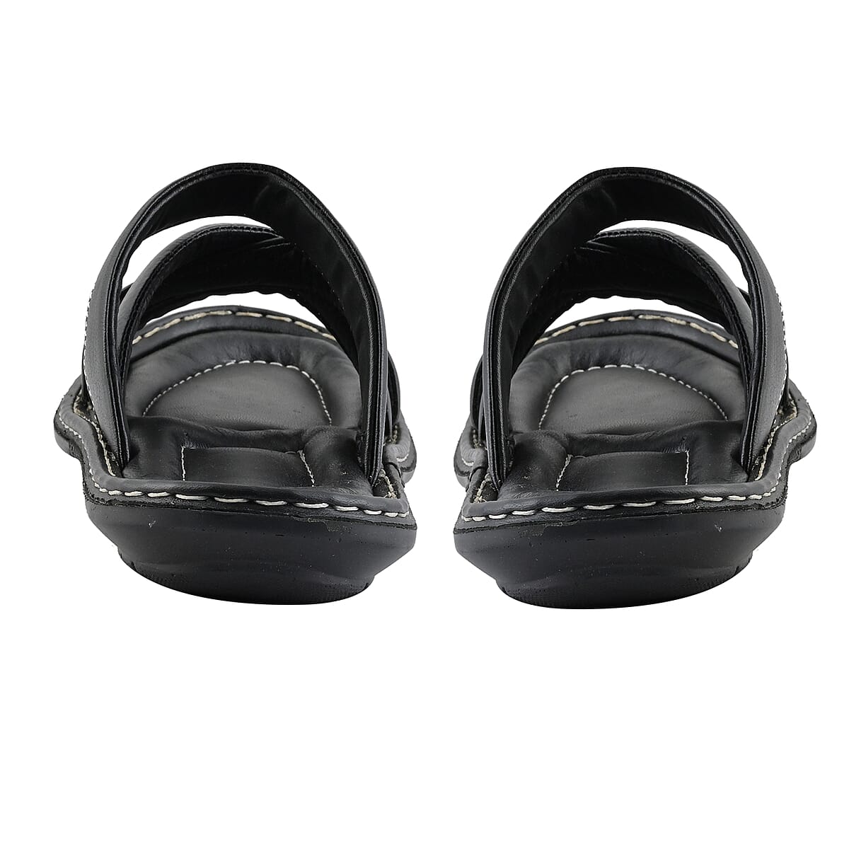 Martin 100% Genuine Leather Men's Black Multi Strap Sandal (Size 8) image number 2