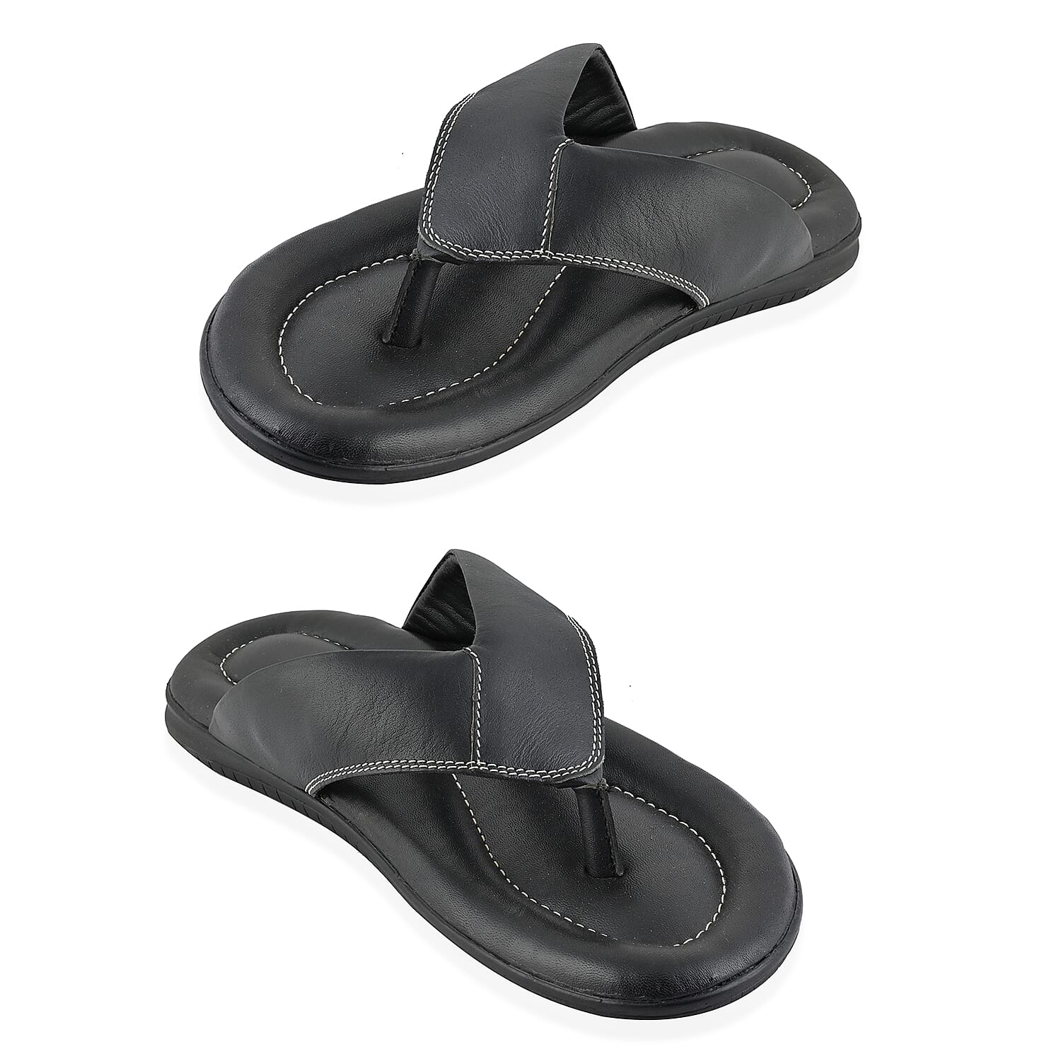 Martin 100% Genuine Leather Men's Black Classic Comfort Flip Flop (Size 7)
