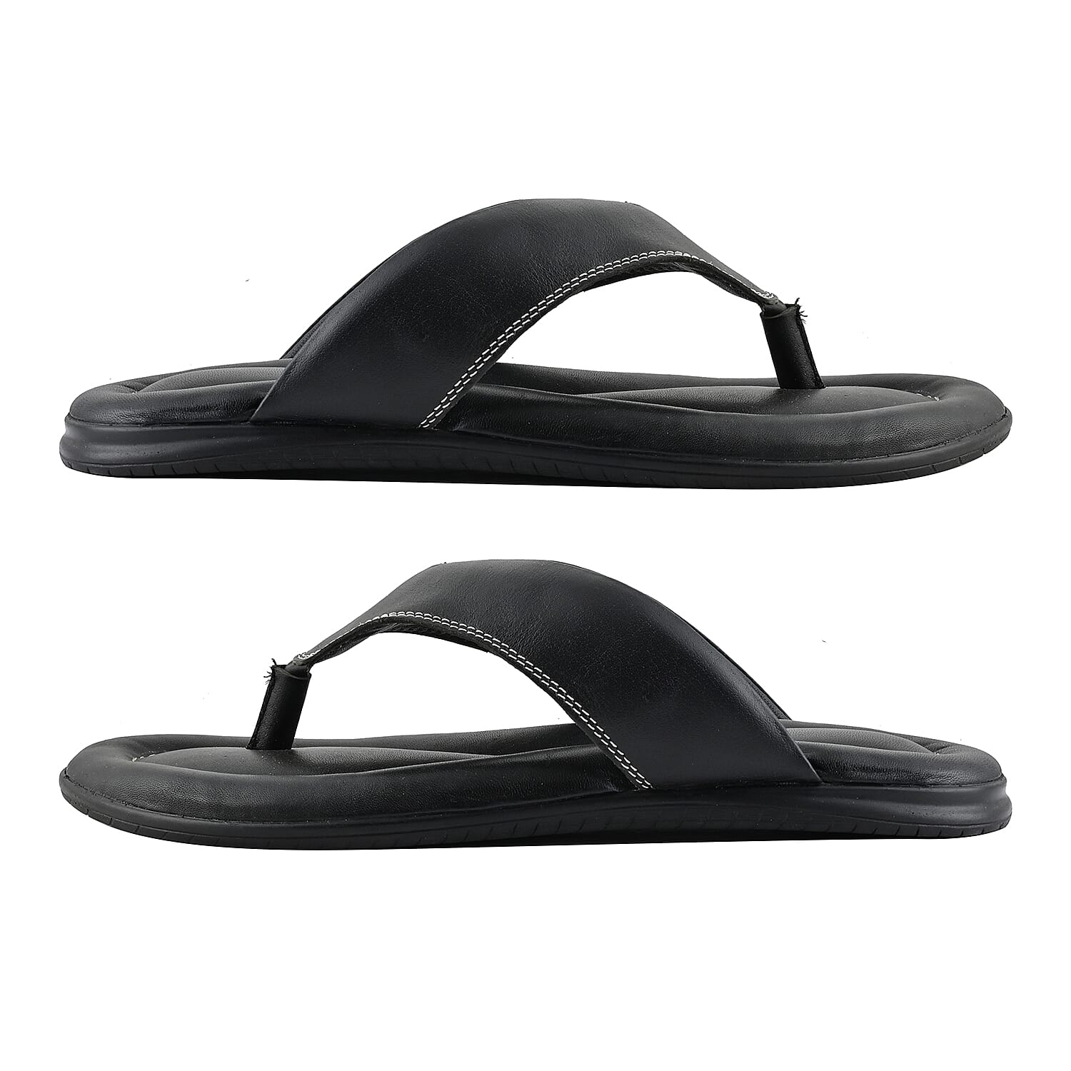 Martin 100% Genuine Leather Men's Black Classic Comfort Flip Flop (Size 7)