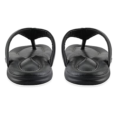 Martin 100% Genuine Leather Men's Black Classic Comfort Flip Flop (Size 7)