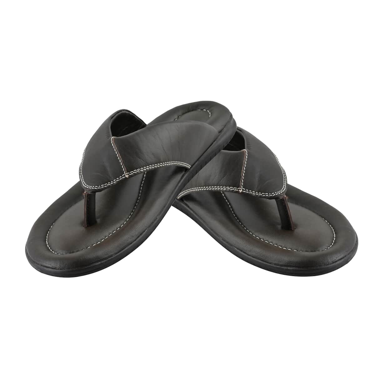 Martin 100% Genuine Leather Men's Black Classic Comfort Flip Flop (Size 7) image number 0
