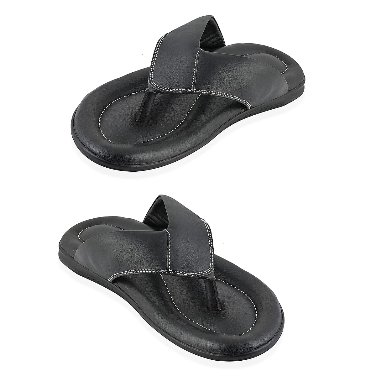 Martin 100% Genuine Leather Men's Black Classic Comfort Flip Flop (Size 8) image number 1