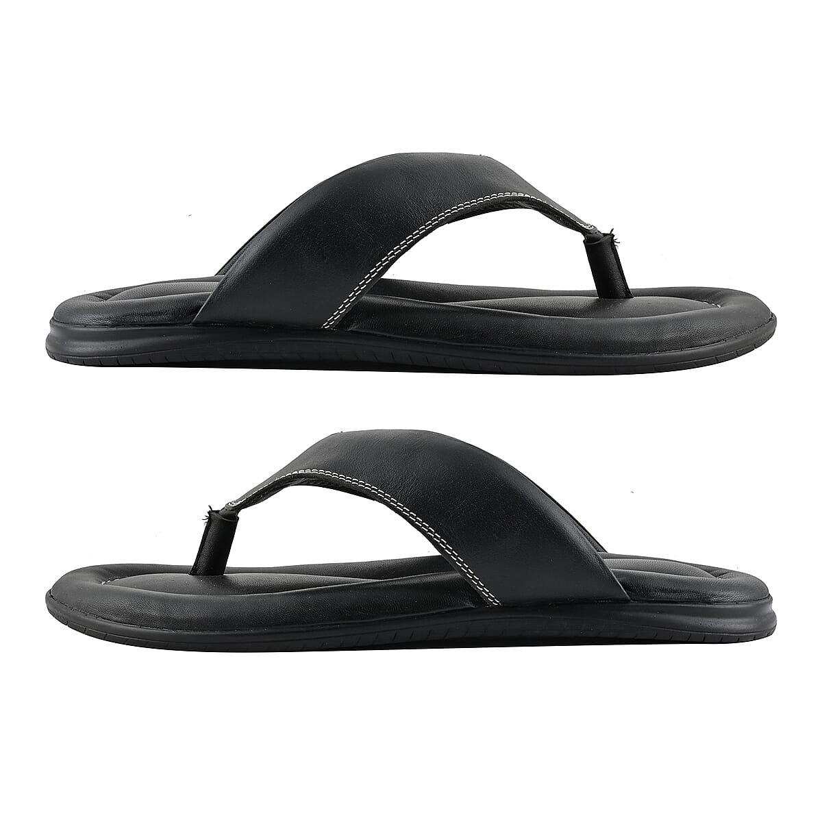 Martin 100% Genuine Leather Men's Black Classic Comfort Flip Flop (Size 8) image number 2