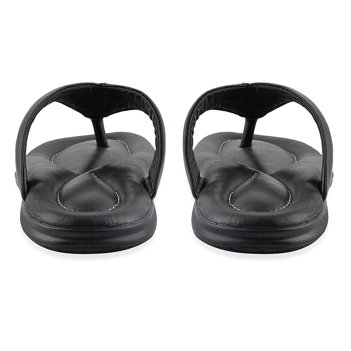 Martin 100% Genuine Leather Men's Black Classic Comfort Flip Flop (Size 8) image number 3