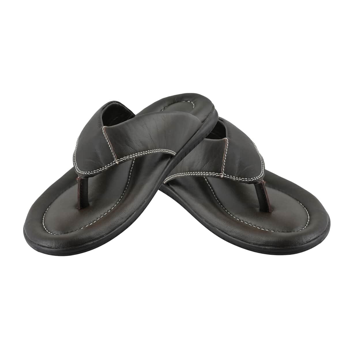 Martin 100% Genuine Leather Men's Brown Classic Comfort Flip Flop (Size 8) image number 0