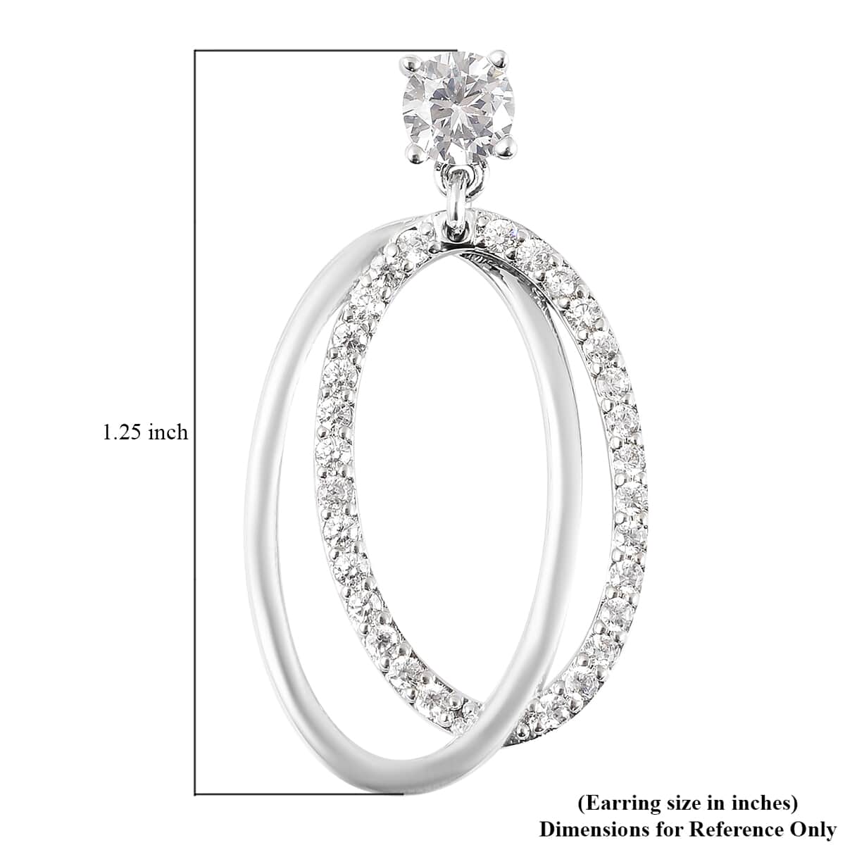 Simulated White Diamond Double Hoop Drop Earrings in Silvertone 2.45 ctw image number 3