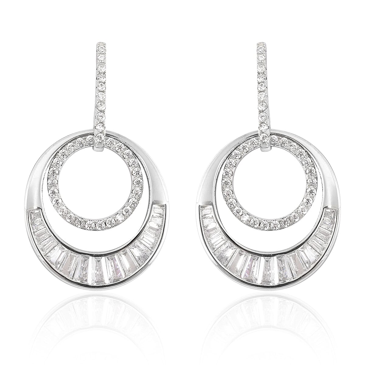 Simulated White Diamond Earrings in Silvertone 10.00 ctw