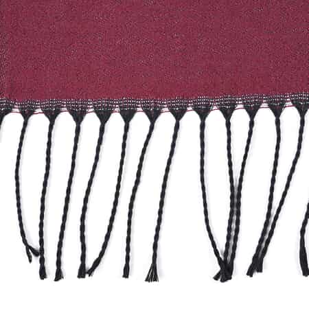 Maroon and Grey Solid Scarf with Tassels image number 1