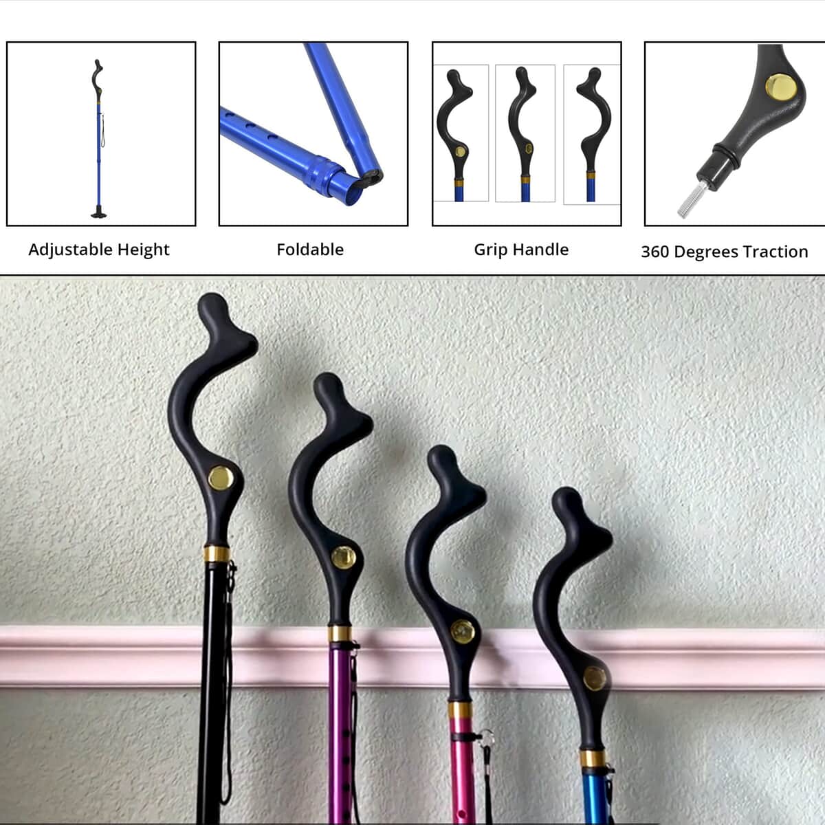 HOMESMART Black Posture Cane with 10 Adjustable Height Positions from 40 to 49 (26.89x4.13) image number 1