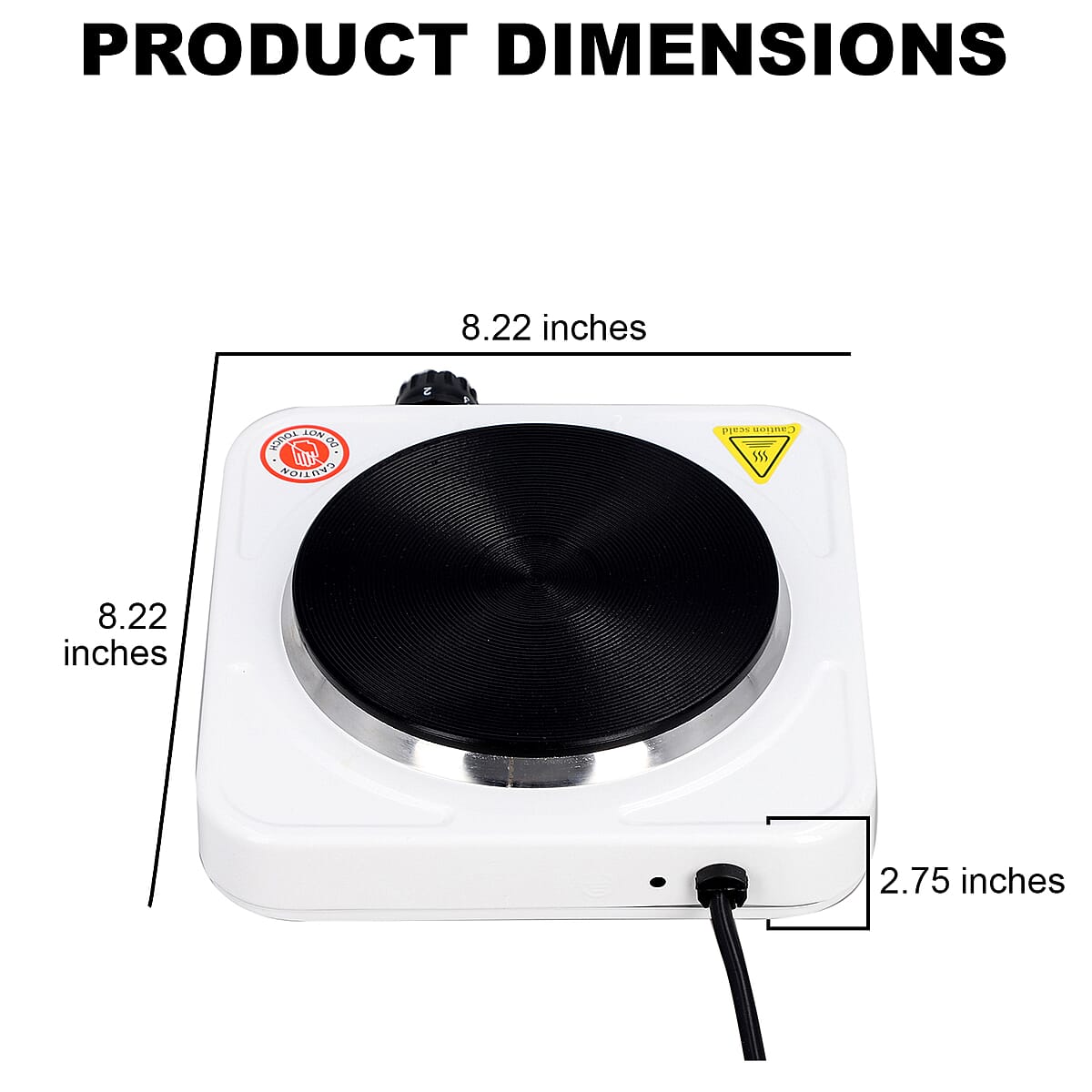 Homesmart Electric Single Burner 1000W Hot Plate with 5 Level Temperature Control and Overheat Protection- White image number 3
