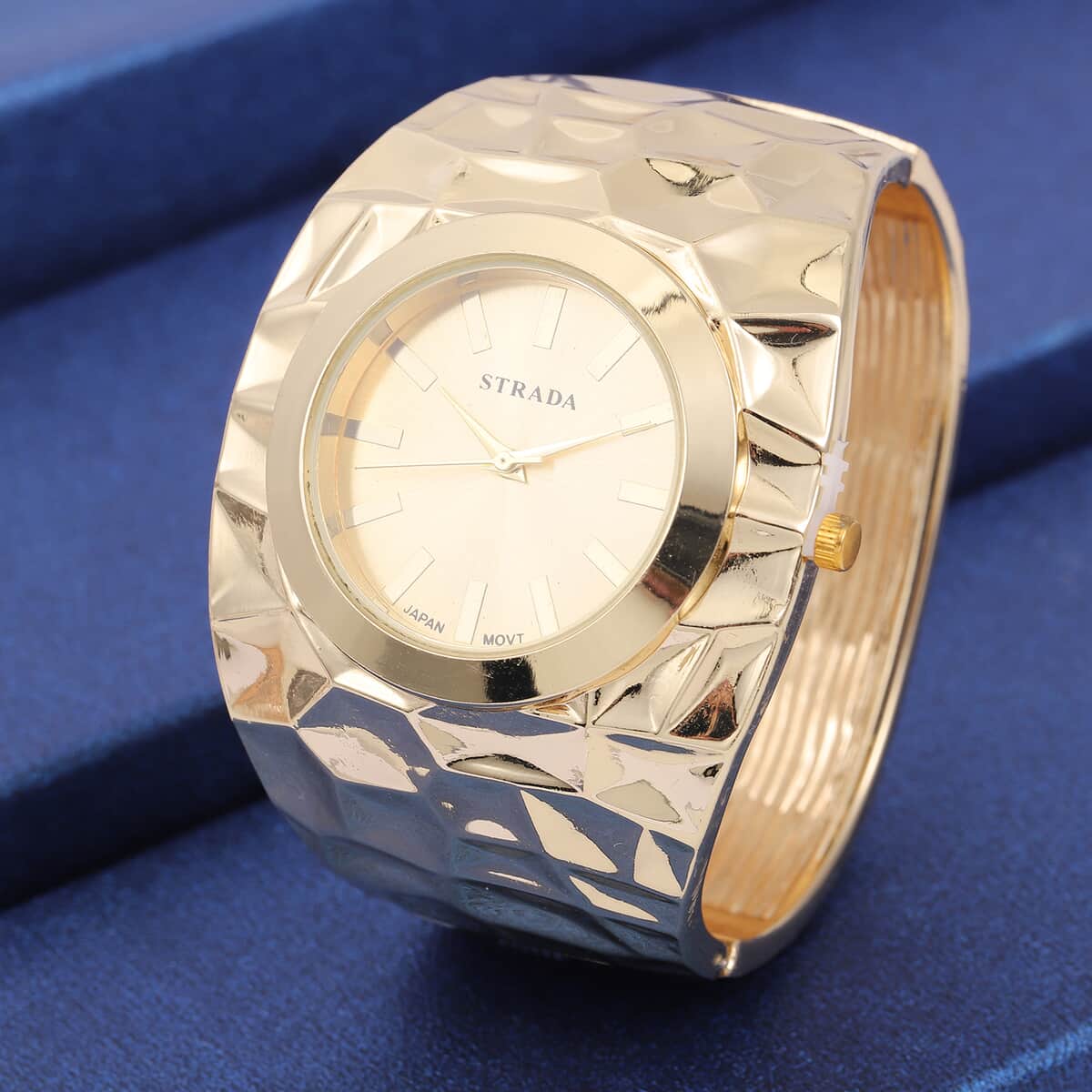 Strada Japanese Movement Chunky Bangle Watch in Goldtone (6.75In) image number 1