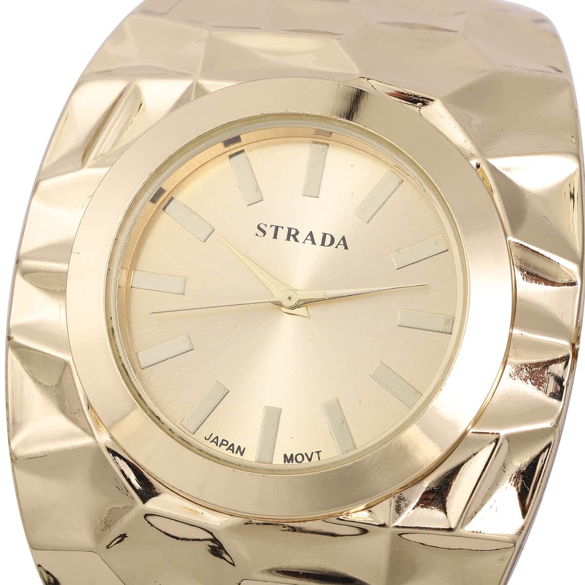 Strada Japanese Movement Chunky Bangle Watch in Goldtone (6.75In) image number 3