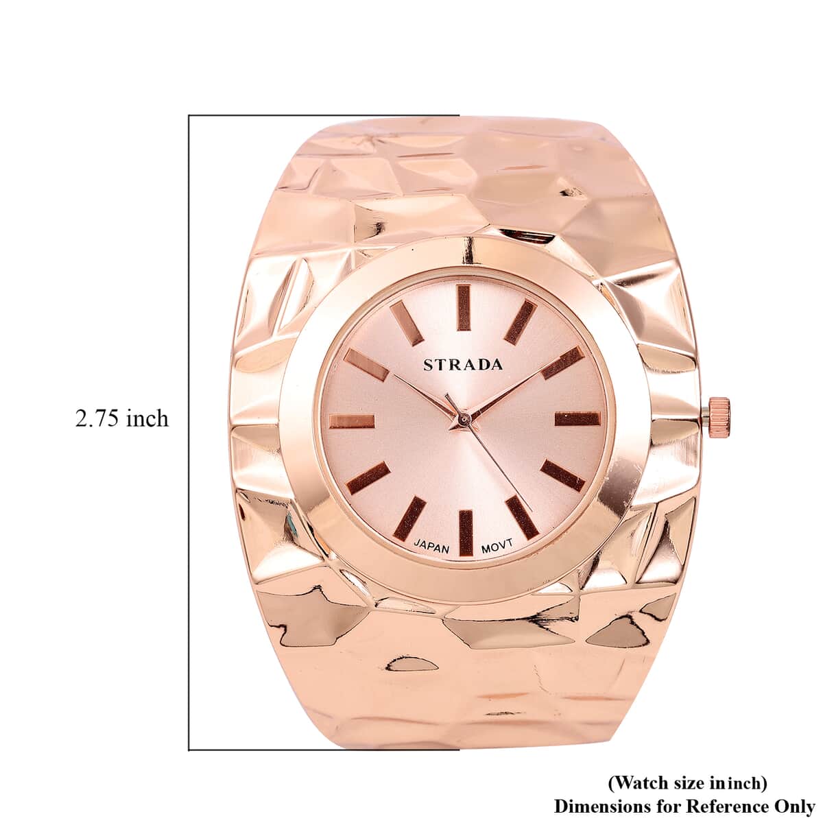 Strada Japanese Movement Chunky Bangle Watch in Rosetone (6.75In) image number 6