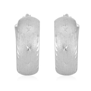 925 Sterling Silver Hoop Earrings For Women, Silver Textured Earrings