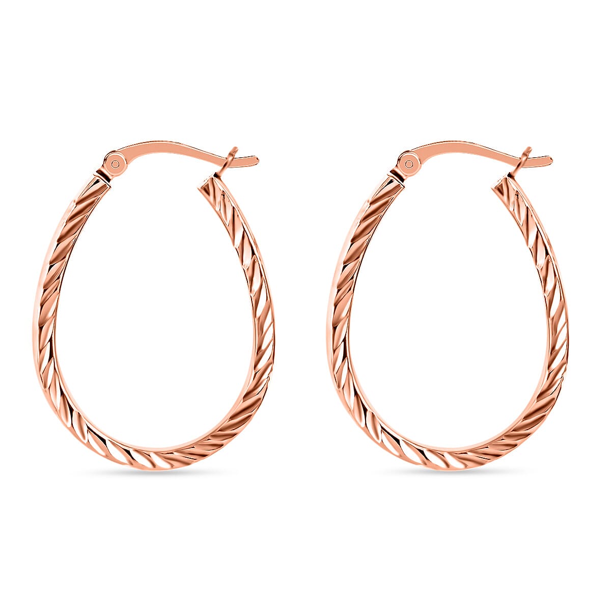 14K Rose Gold Plated Sterling Silver Textured Hoop Earrings 3.20 Grams image number 3