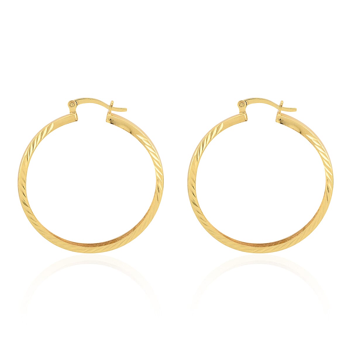 14K Yellow Gold Over Sterling Silver Hoop Earrings 2.90 Grams