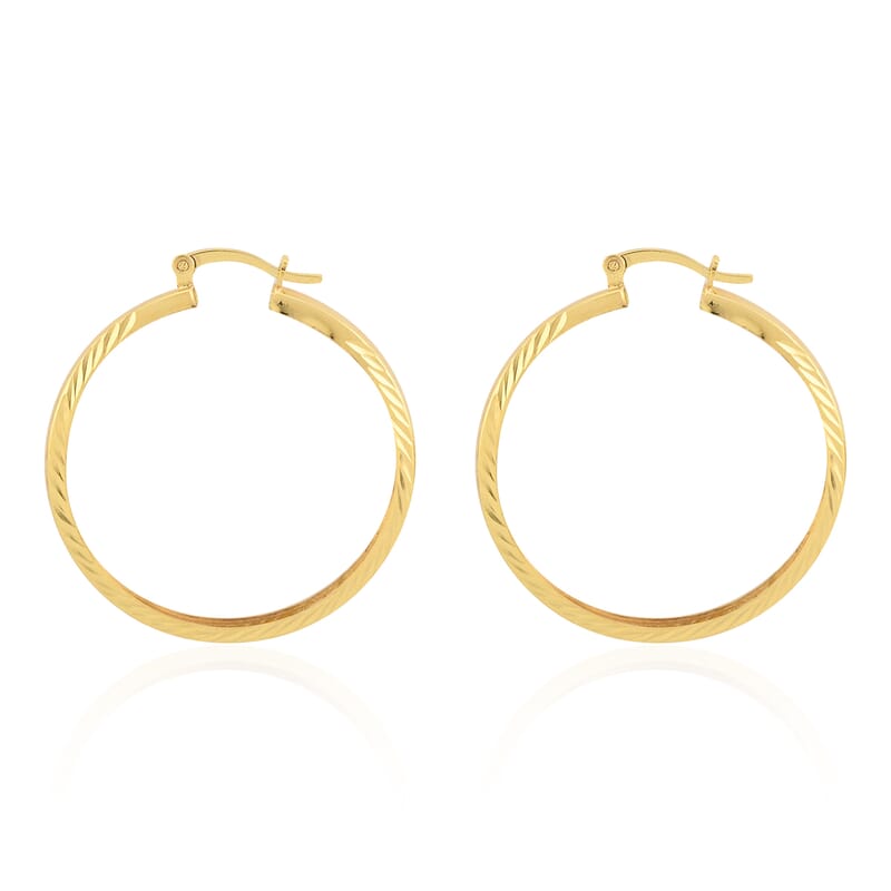 14K Yellow Gold Over Sterling Silver Hoop Earrings 2.90 Grams