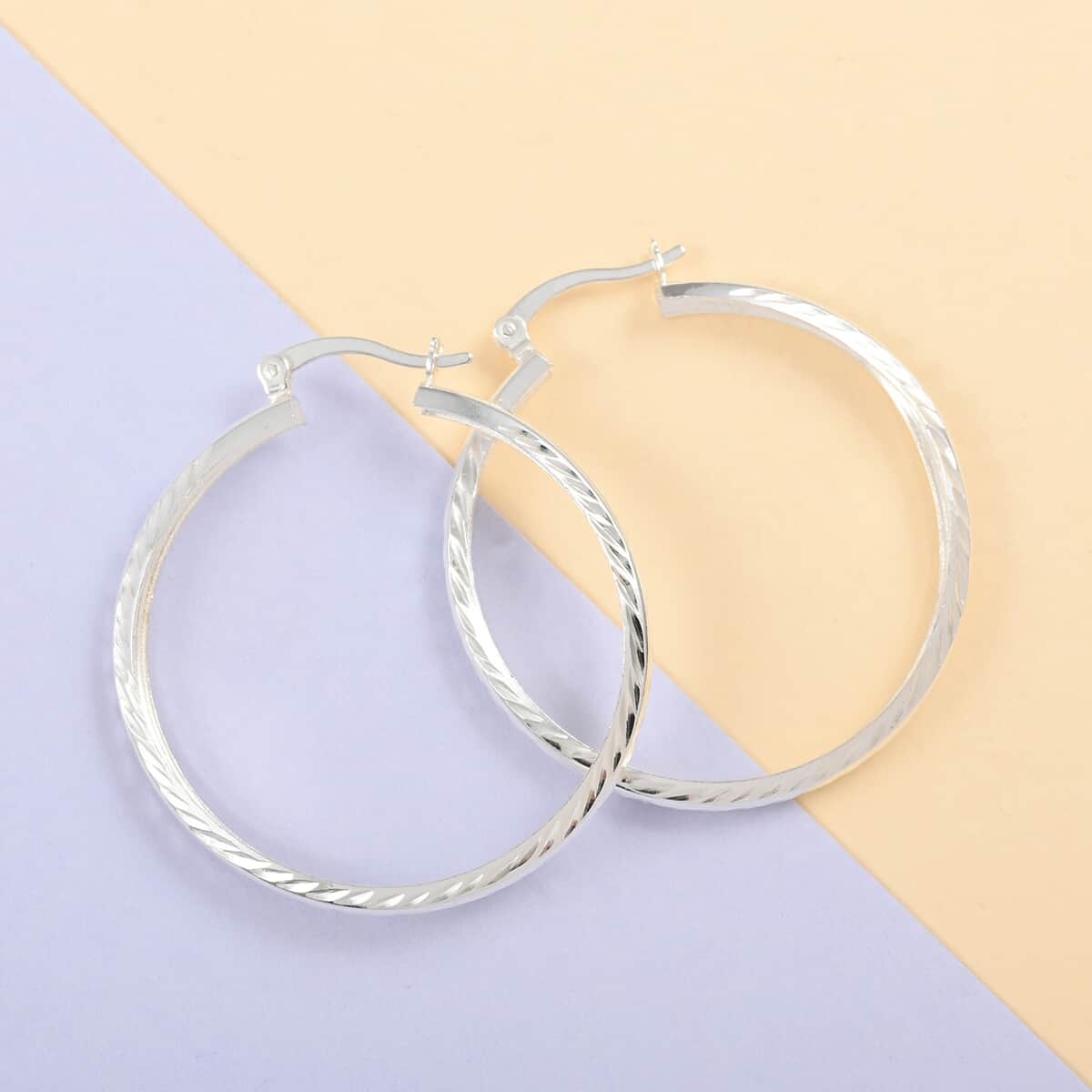 Sterling Silver Hoop Earrings 2.60 Grams image number 1