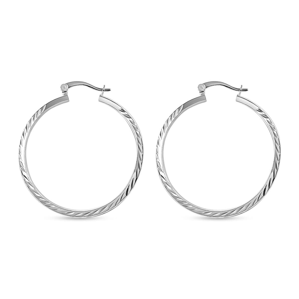 Sterling Silver Hoop Earrings 2.60 Grams image number 3