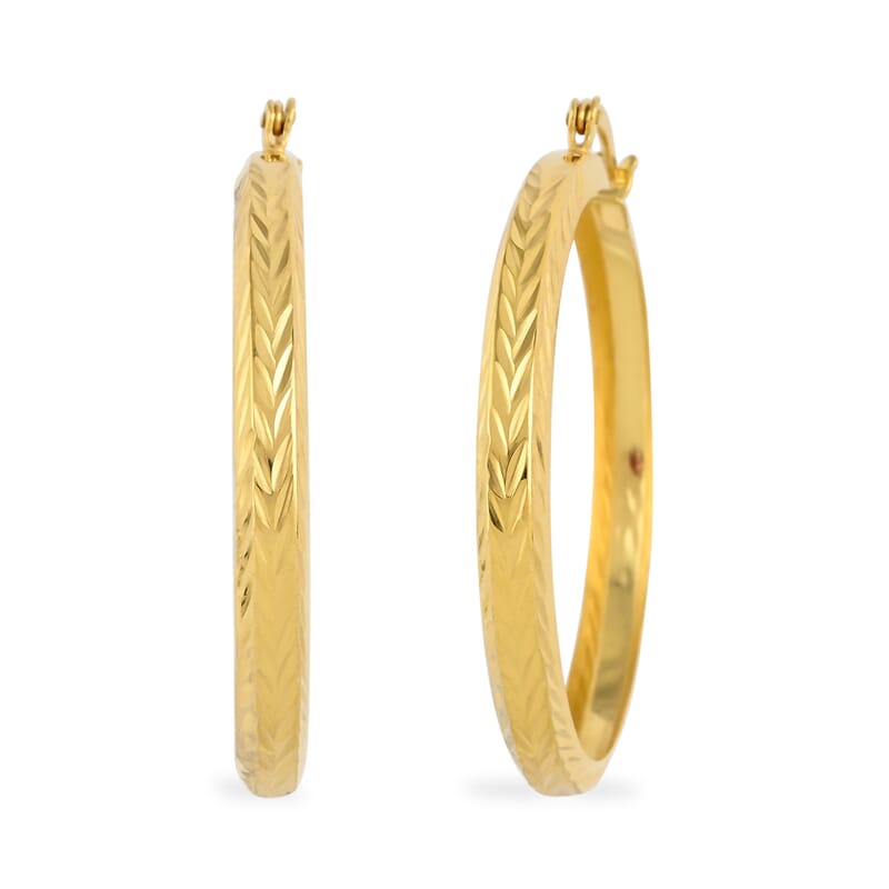 14K Yellow Gold Over Sterling Silver Hoop Earrings 3.50 Grams