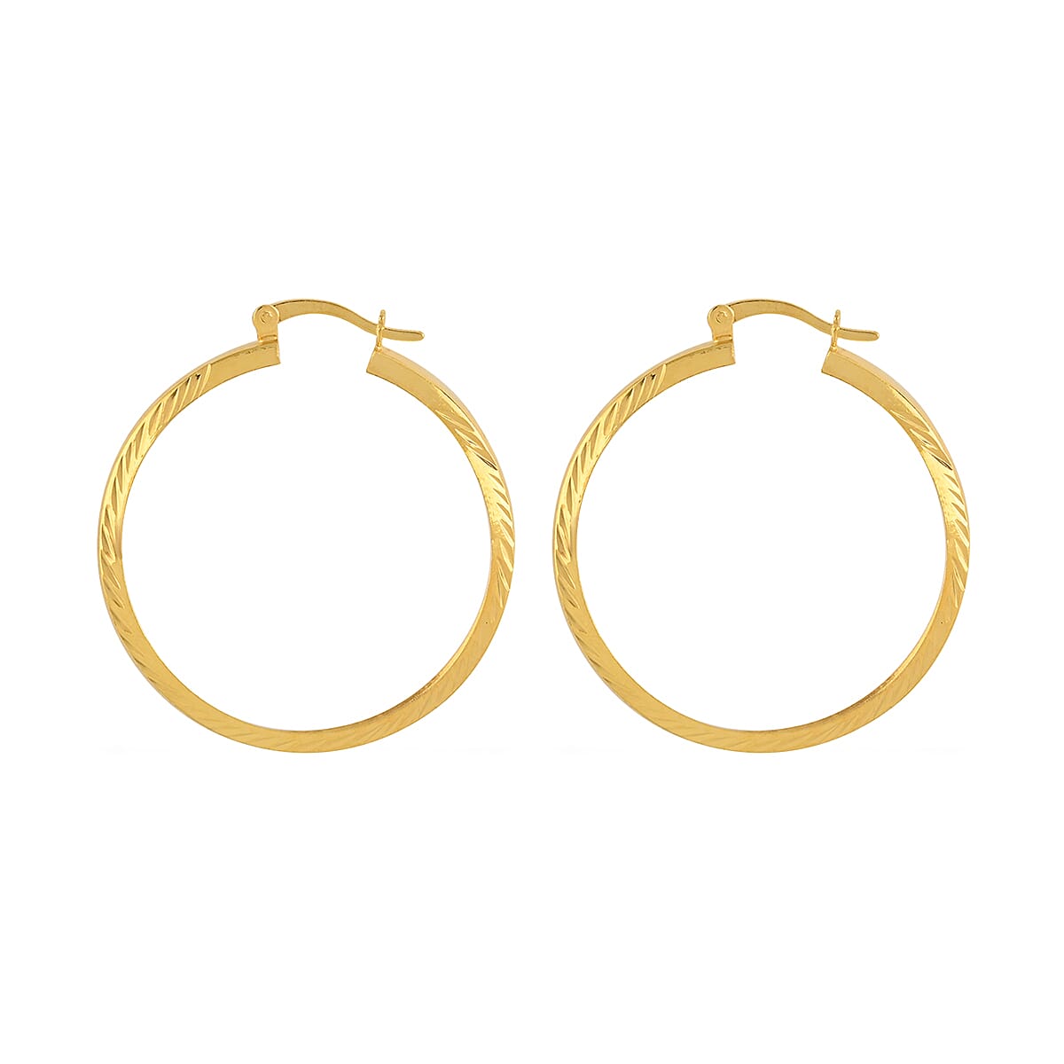 14K Yellow Gold Over Sterling Silver Hoop Earrings 3.50 Grams image number 2