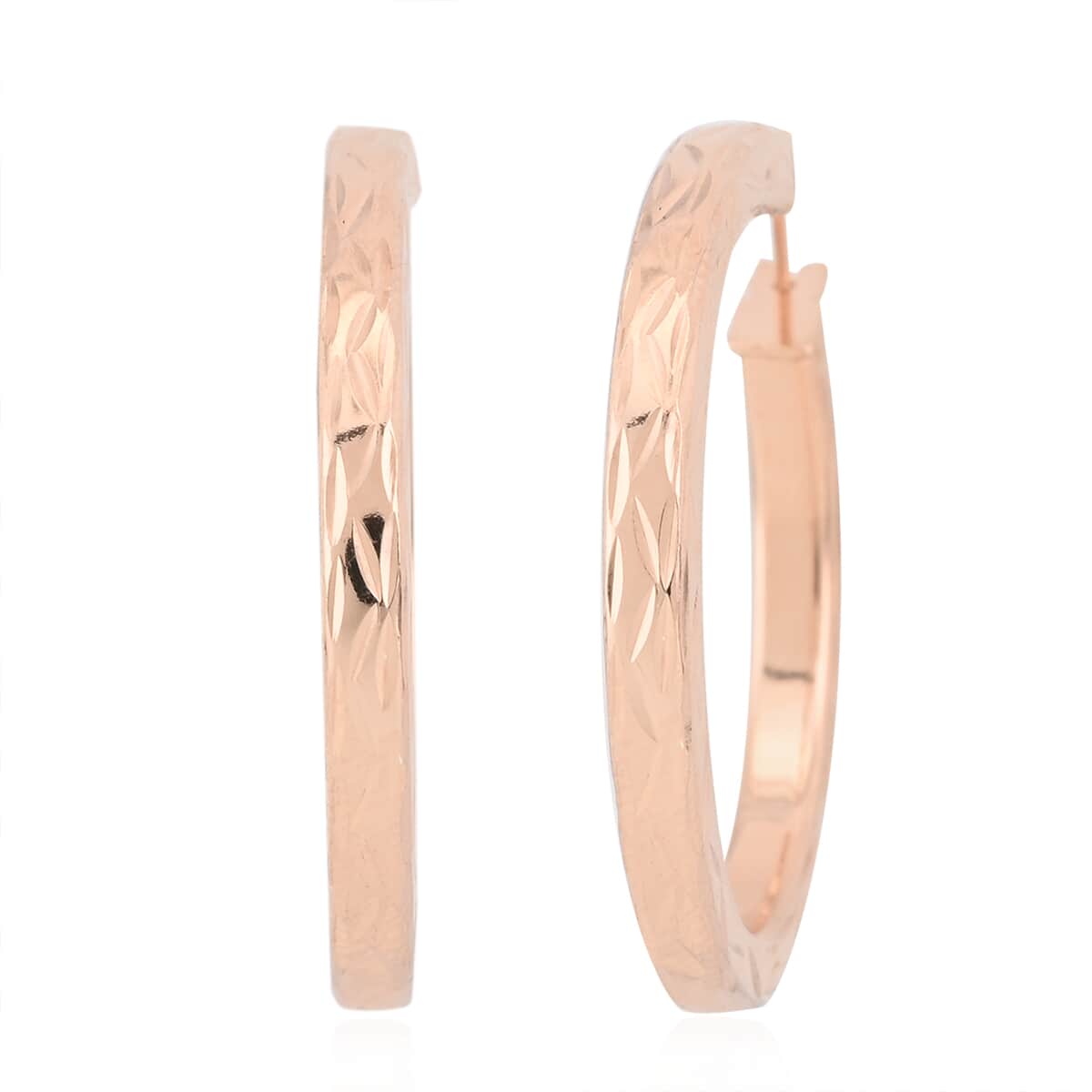 Hoop Earrings in 14K Rose Gold Over Sterling Silver 3.60 Grams image number 0