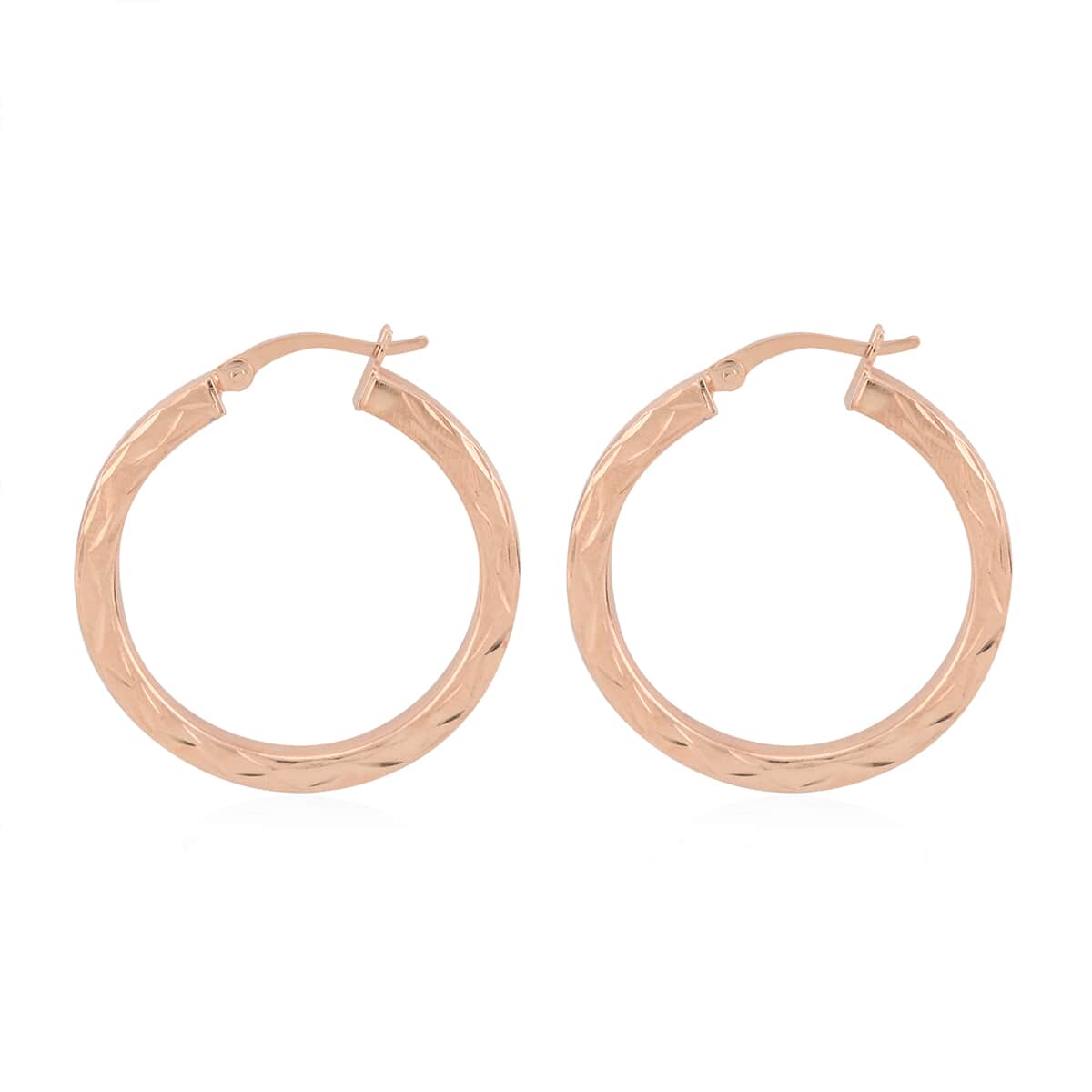 Hoop Earrings in 14K Rose Gold Over Sterling Silver 3.60 Grams image number 2