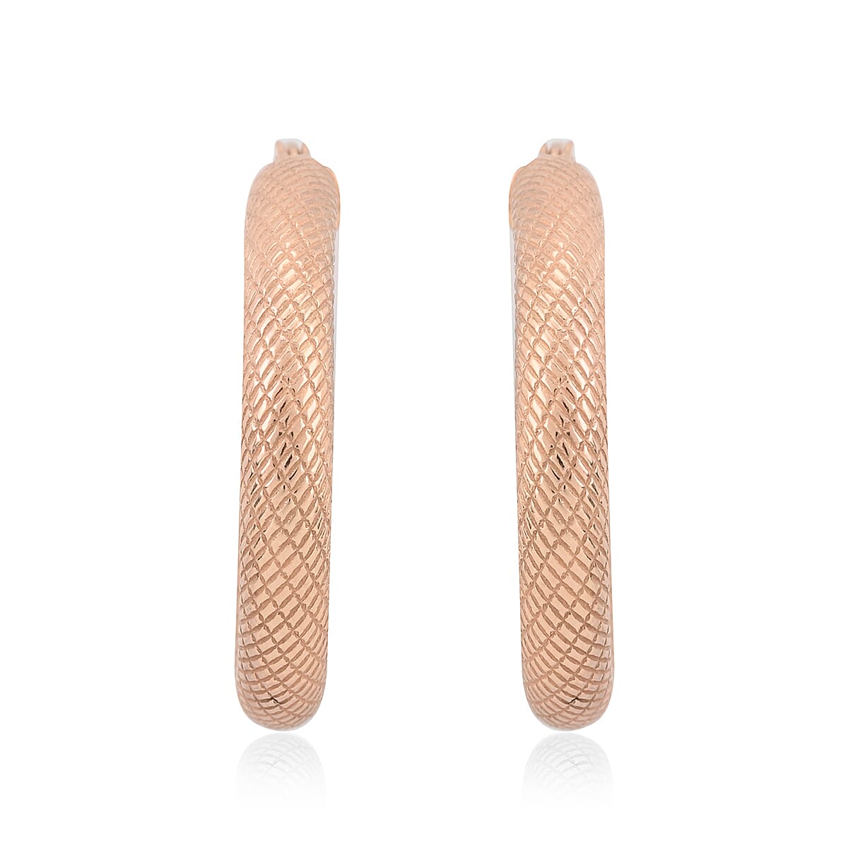 Hoop Earrings in 14K Rose Gold  Over Sterling Silver 3.20 Grams