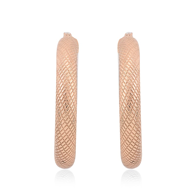 Hoop Earrings in 14K Rose Gold  Over Sterling Silver 3.20 Grams